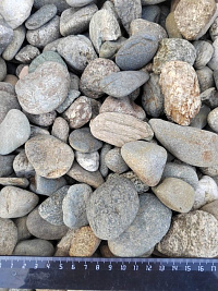 Kamenclub.ru: Галька речная окат (пестрая) фр. 20-40 мм. купить  в Ярославле галька речная пестрая, серая, серые оттенки галька речная окатанная округлая 5000 руб/т   фото КАМЕНЬ КЛУБ