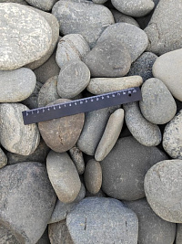 Kamenclub.ru: Галька речная плоская (серо-белая) фр. 70-120 мм. купить в Ярославле галька галечник речной серый, белый окатанная плоская  природная галька 9000 руб/т   фото КАМЕНЬ КЛУБ