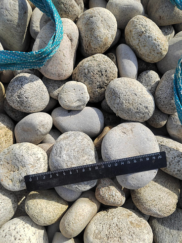 Kamenclub.ru: Галька речная окат (серо-белая) фр. 70-120 мм купить  в Ярославле галька галечник бело-серая, серо-белая, серая, белая речная природная галька  8000 руб/т   фото КАМЕНЬ КЛУБ