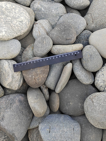 Kamenclub.ru: Галька речная плоская (серо-белая) фр. 70-120 мм. купить  в Ярославле галька галечник речной серый, белый окатанная плоская  природная галька 9000 руб/т   фото КАМЕНЬ КЛУБ