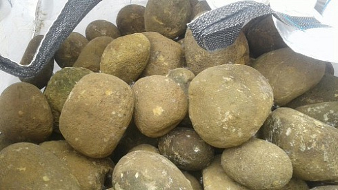 Kamenclub.ru: Песчаник ядра, фр. 100-300 мм  купить в Ярославле песчаник бежевый серый рыжий речная галька 5 000 руб/т   фото КАМЕНЬ КЛУБ