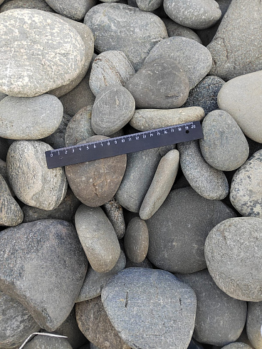 Kamenclub.ru: Галька речная плоская (ассорти) фр. 70-150 мм. купить  в Ярославле галька галечник серый белый темно-серый синий светло-серый плоская природная галька  9000 руб/т   фото КАМЕНЬ КЛУБ