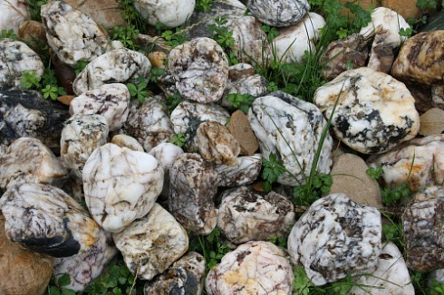 Kamenclub.ru: Кварцевый валунчик фр.100-300 мм.  купить в Ярославле кварц белый, бежевый молочный рыжий крупный природный камень галечник 7850 руб/т   фото КАМЕНЬ КЛУБ